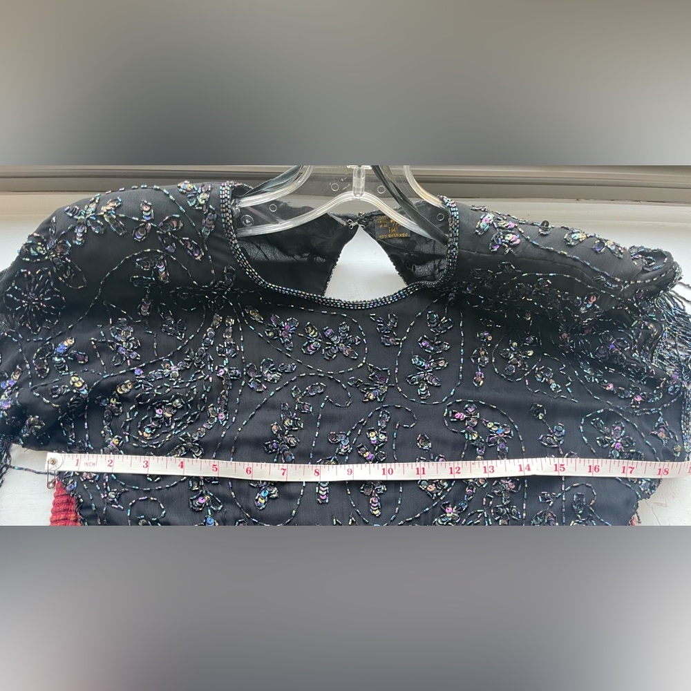 Vintage Cocktail Dress Silk Sequin Beaded - Picture 9 of 15